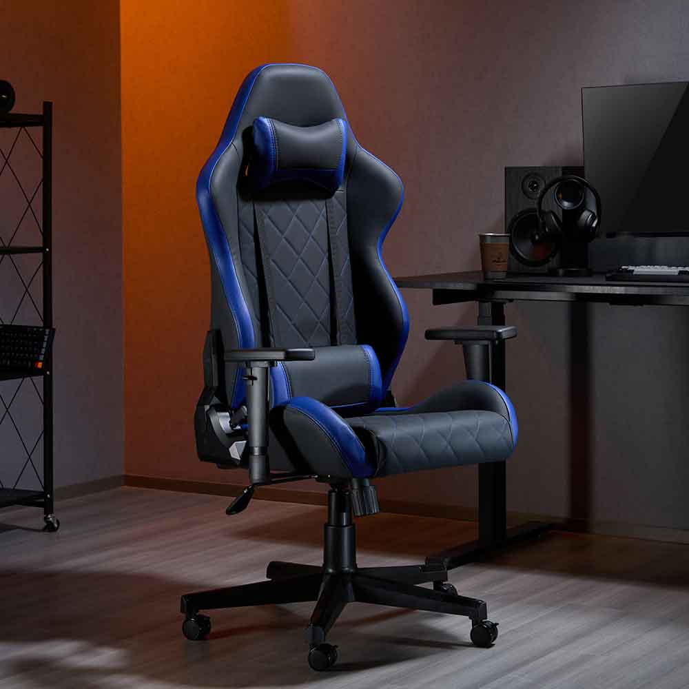 Alpine Faux Leather Home And Office Gaming Chair - Blue Black