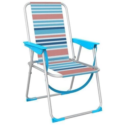 Aluminum Folding Chair - MARBUENO SUMMER - Blue and Orange Stripes - 53x56x78 cm - Modern