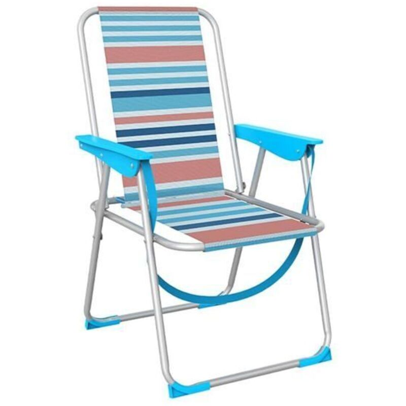 Aluminum Folding Chair - MARBUENO SUMMER - Blue and Orange Stripes - 53x56x78 cm - Modern