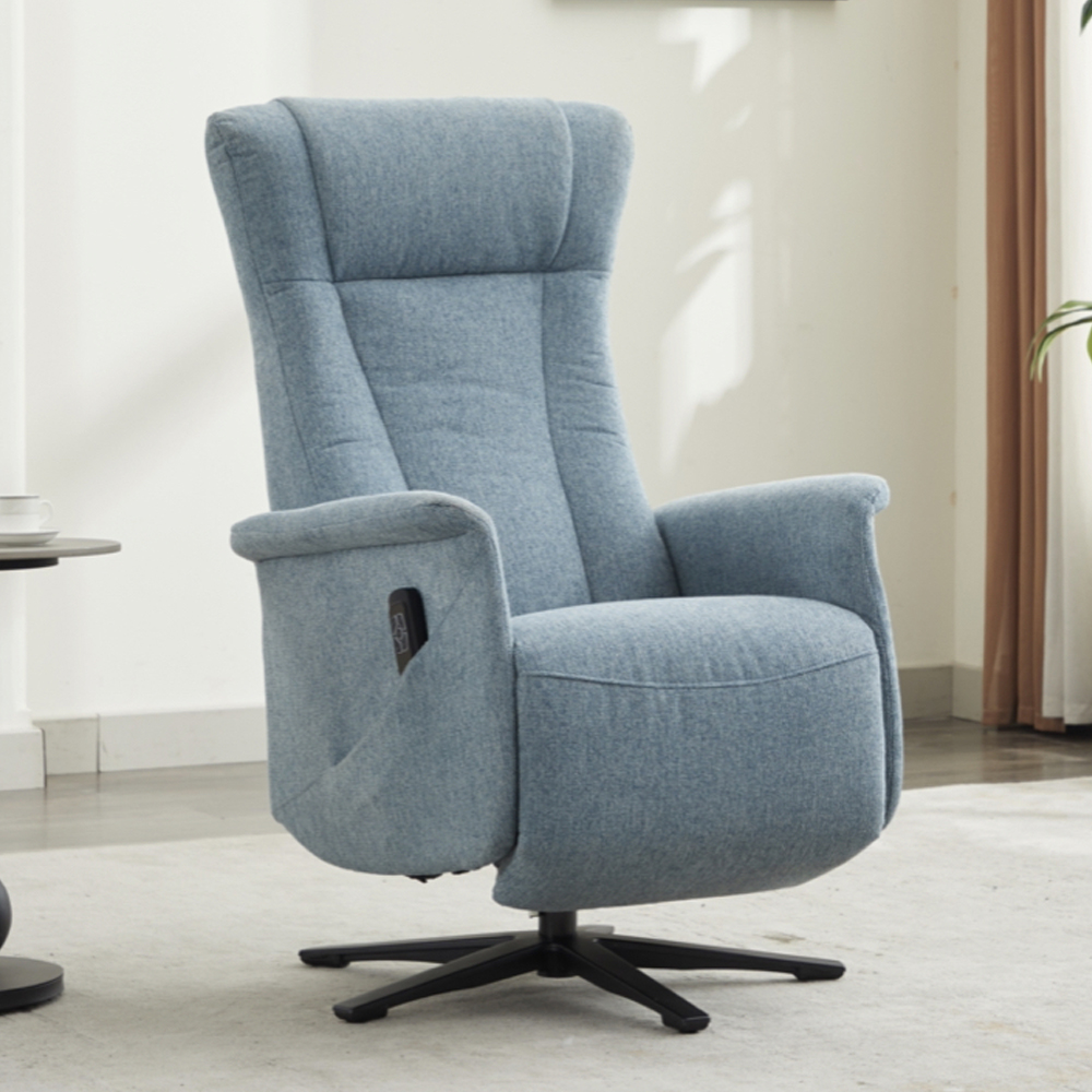 Amarillo Fabric Dual Motor Electric Recliner Chair - Ice Blue