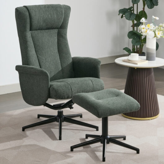 Amarillo Fabric Recliner Chair With Stool - Winter Moss