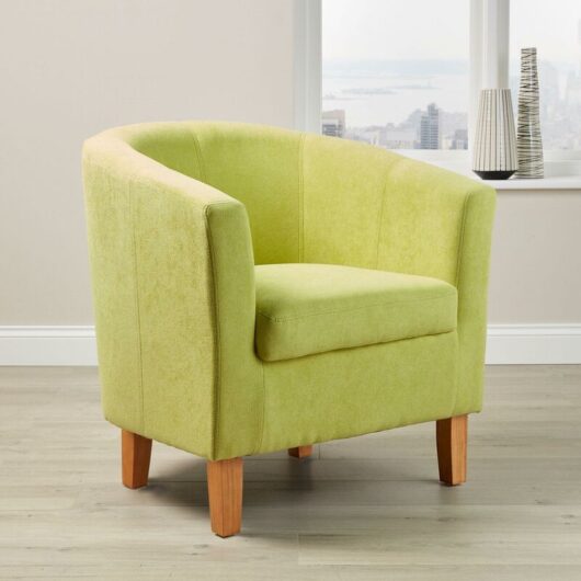 Apple Green Fabric Tub Chair Wooden Legs Armchair Living Room Office