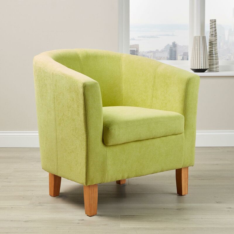Apple Green Fabric Tub Chair Wooden Legs Armchair Living Room Office