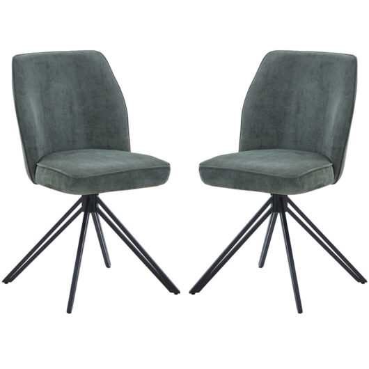 Arta Fabric Dining Chairs In Pair - Green