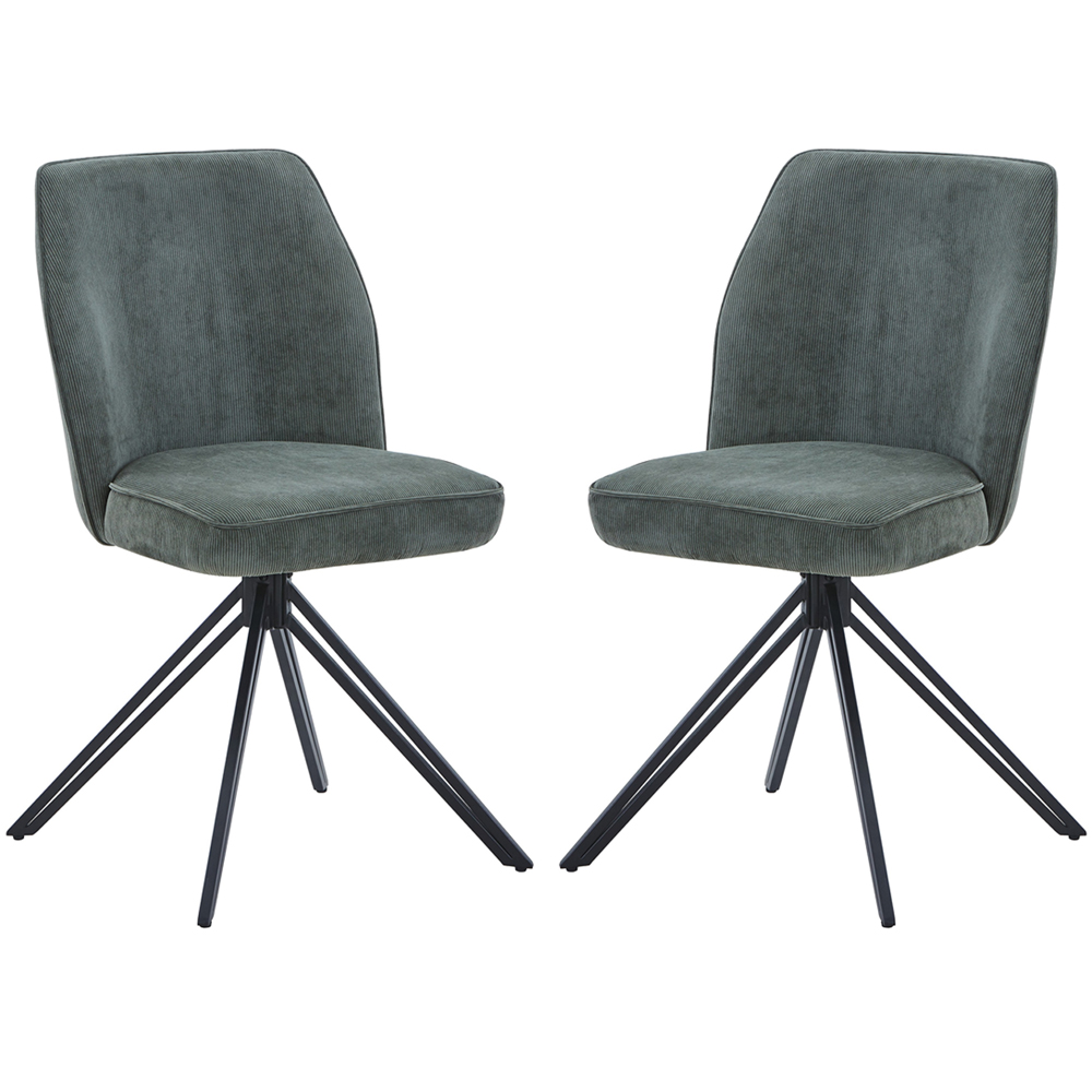 Arta Fabric Dining Chairs In Pair - Green