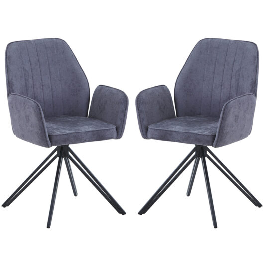 Arta Fabric Dining Chairs In Pair - Grey