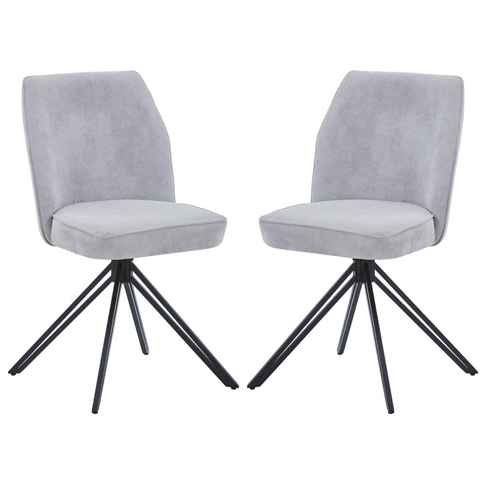 Arta Fabric Dining Chairs In Pair - Light Grey
