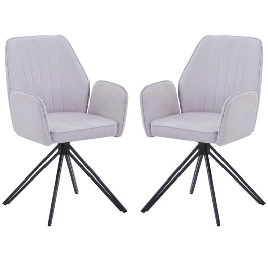 Arta Fabric Dining Chairs In Pair - Natural
