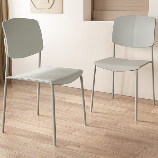 Arta Grey Straight Plastic Dining Chairs - Pair