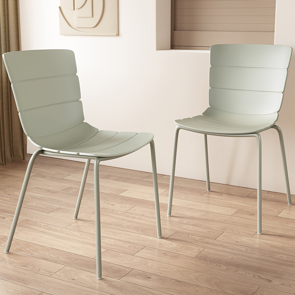 Arta Plastic Dining Chairs In Pair - Green