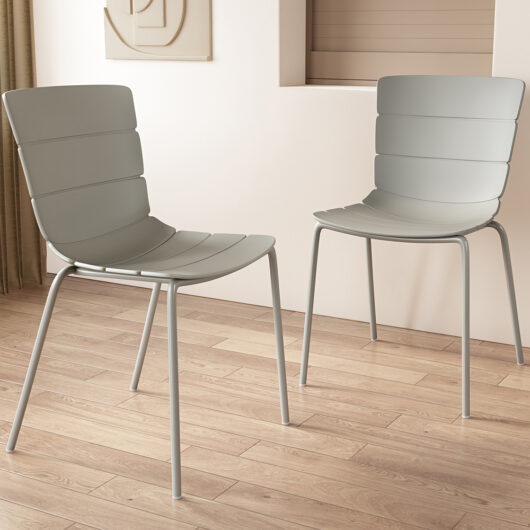 Arta Plastic Dining Chairs In Pair - Grey