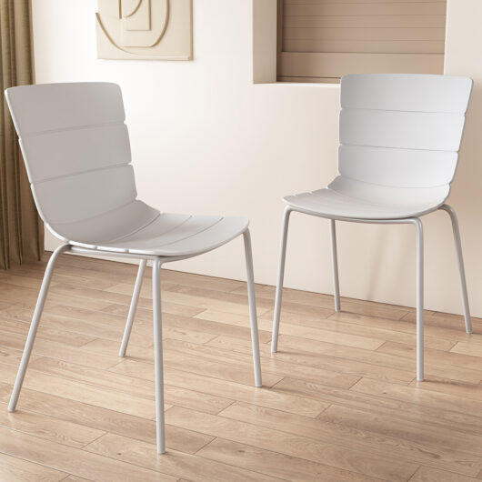 Arta Plastic Dining Chairs In Pair - White