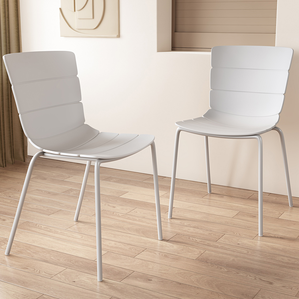 Arta Plastic Dining Chairs In Pair - White