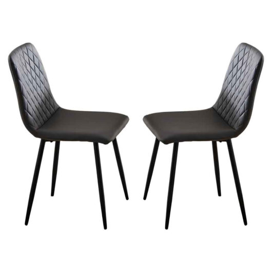 Attica Dark Grey Leather Dining Chairs - Pair