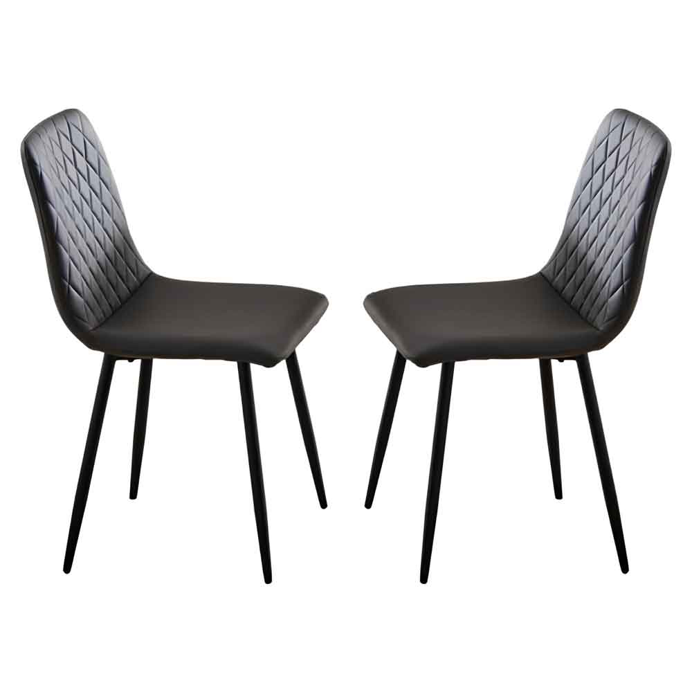 Attica Dark Grey Leather Dining Chairs - Pair