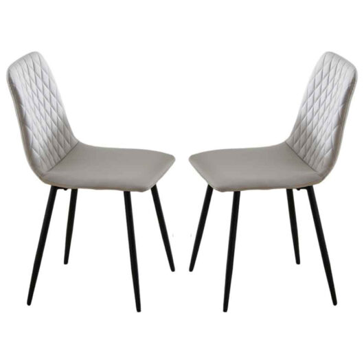 Attica Light Grey Leather Dining Chairs - Pair