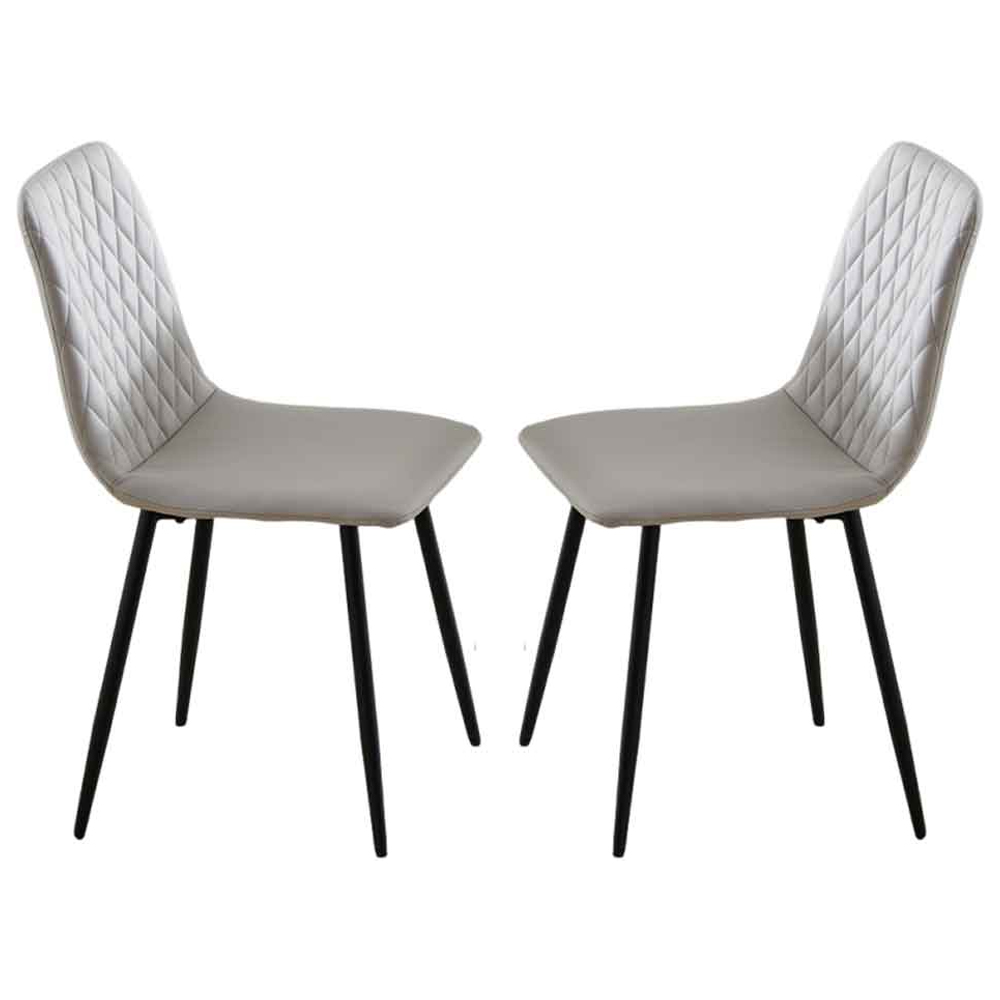 Attica Light Grey Leather Dining Chairs - Pair