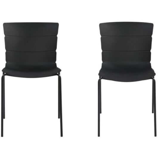 Bali Kitchen Chairs (Set of 2) - Plastic/Metal - L50.5 x W47 x H81 cm - Black - Flat Packed