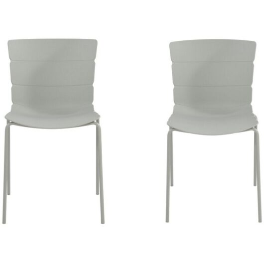 Bali Kitchen Chairs (Set of 2) - Plastic/Metal - L50.5 x W47 x H81 cm - Light Grey - Flat Packed