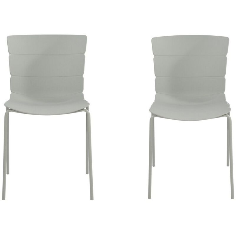 Bali Kitchen Chairs (Set of 2) - Plastic/Metal - L50.5 x W47 x H81 cm - Light Grey - Flat Packed