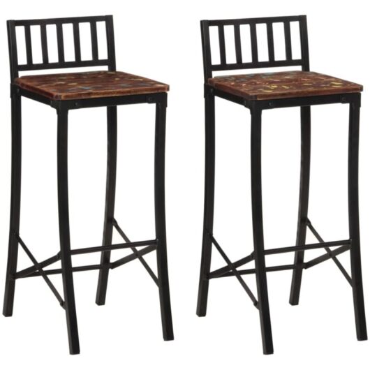 Bar Chairs 2 pcs Solid Wood Reclaimed Vidaxl