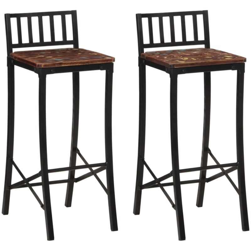 Bar Chairs 2 pcs Solid Wood Reclaimed Vidaxl