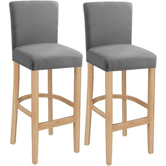 Bar Stool Covers, Washable, Stretchable and Removable Chair Covers for Short Swivel Dining Chairs, Backless Bar Stools (Light Grey, 2 Pcs)