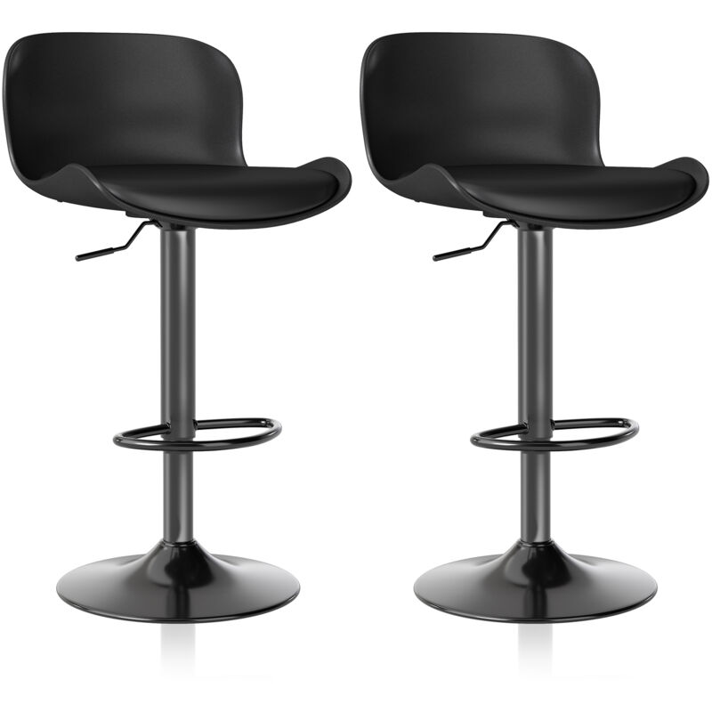 Bar stool Set of 2, 360° swivel chair, height-adjustable,Black
