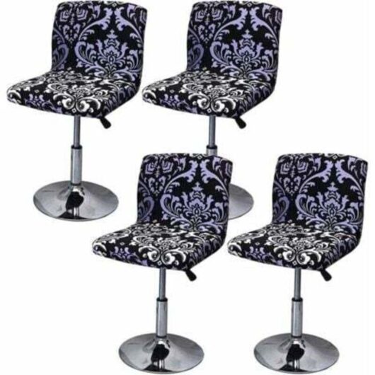 Bar stool cover with extendable backrest for swivel dining chair (Color: 5, Size: 4 pieces)