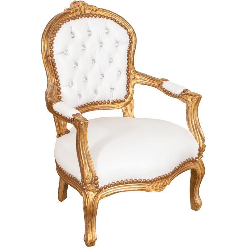Baroque bed armchair 73x50x51 Louis XVI chair Children's armchair Upholstered armchair bedroom Mini armchair room with armrests