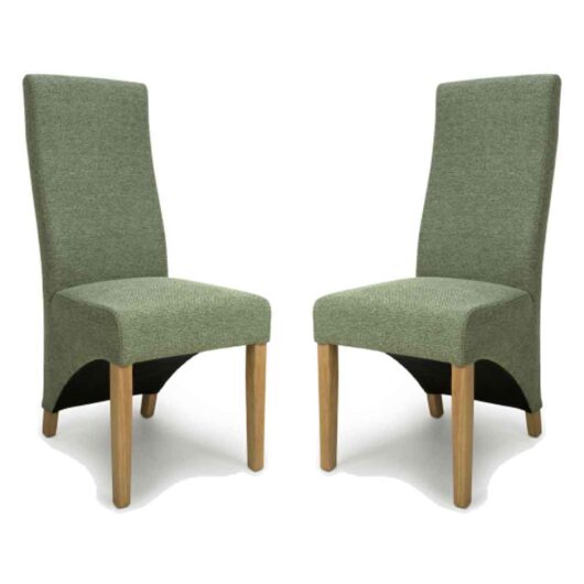 Basrah Fabric Dining Chairs In Pair - Green