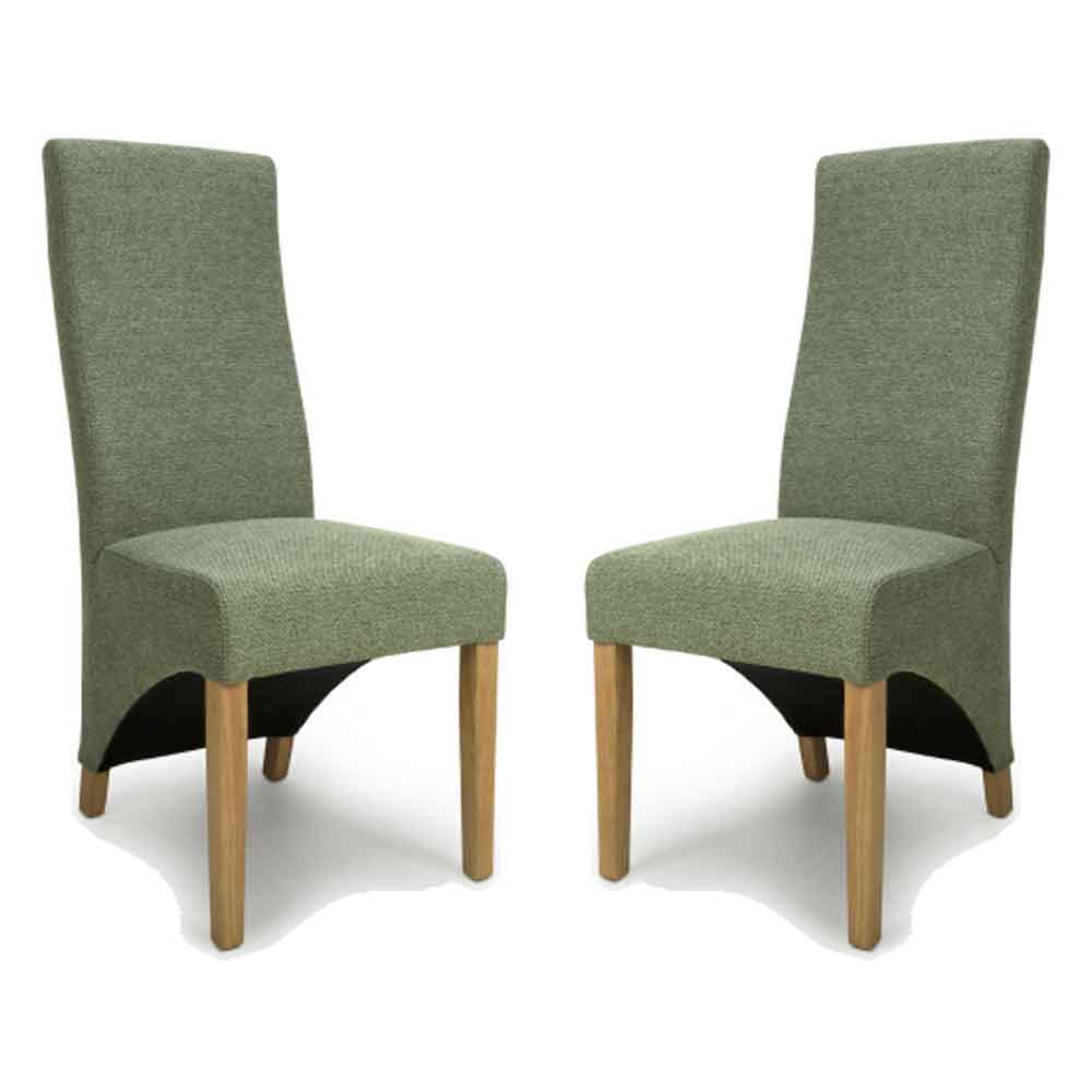 Basrah Fabric Dining Chairs In Pair - Green