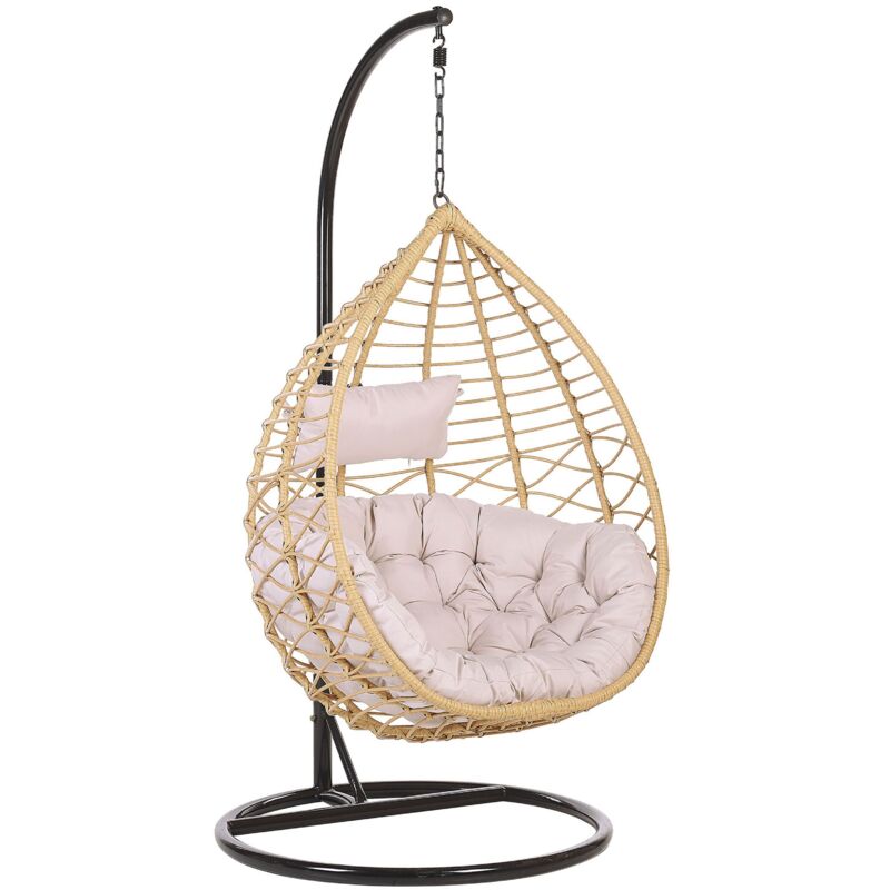 Beliani - Boho Beige Rattan Hanging Chair Indoor-Outdoor Wicker Basket Arsita