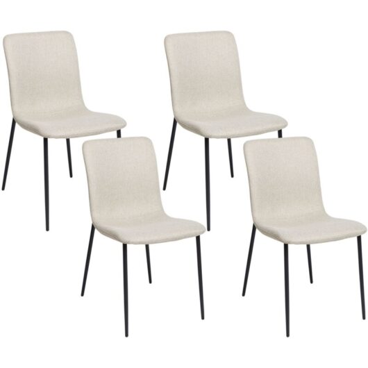 Beliani - Elegant Set of 4 Fabric Dining Chairs Dining Room Polyester Iron Legs Light Beige Glendive