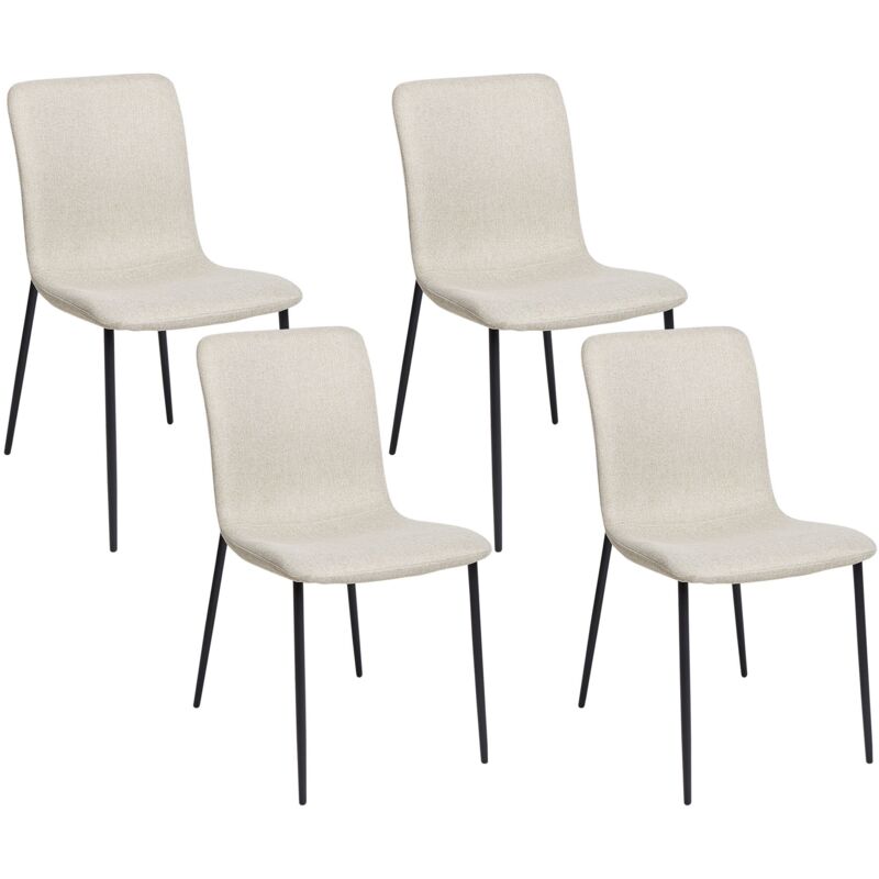 Beliani - Elegant Set of 4 Fabric Dining Chairs Dining Room Polyester Iron Legs Light Beige Glendive