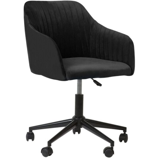 Beliani - Modern Swivel Office Chair Armchair Adjustable Height Velvet Black Venice