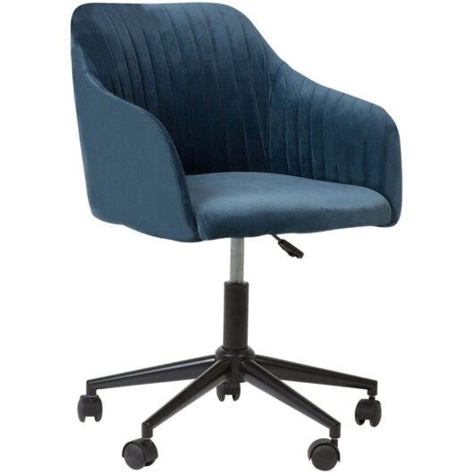 Beliani - Modern Swivel Office Chair Armchair Adjustable Height Velvet Teal Blue Venice