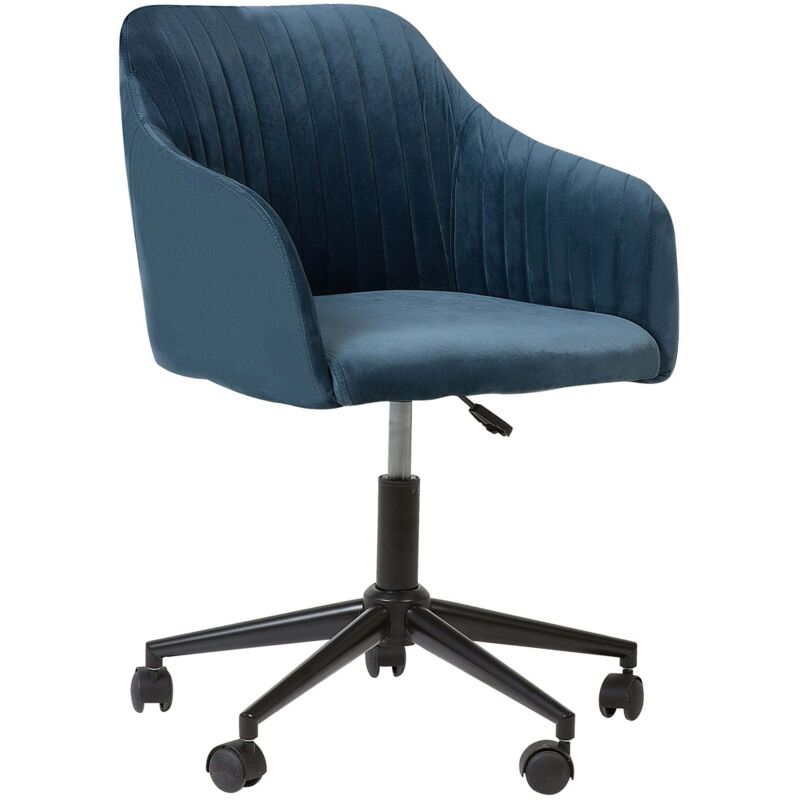 Beliani - Modern Swivel Office Chair Armchair Adjustable Height Velvet Teal Blue Venice