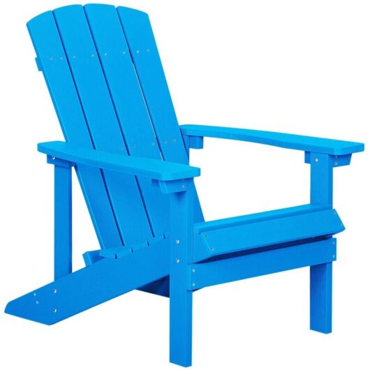 Beliani - Outdoor Lounger Chair Blue Plastic Wood for Patio Yard Adirondack