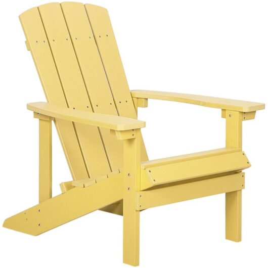 Beliani - Outdoor Lounger Chair Yellow Plastic Wood for Patio Yard Adirondack