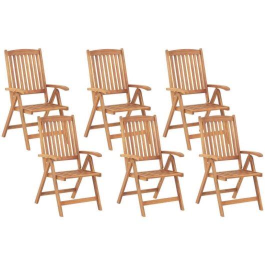 Beliani - Rustic Set of 6 Garden Chairs Light Acacia Wood Folding Bistro Seats Java