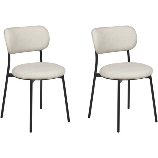 Beliani - Set of 2 Armless Chairs Upholstered Seats Metal Legs for Dining Room Kitchen Beige Casey