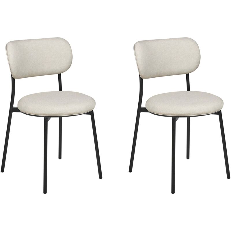 Beliani - Set of 2 Armless Chairs Upholstered Seats Metal Legs for Dining Room Kitchen Beige Casey