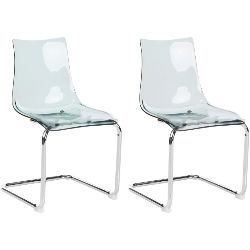 Beliani - Set of 2 Dining Chairs Modern Plastic Seat Transparent Black Cantilever Marshall