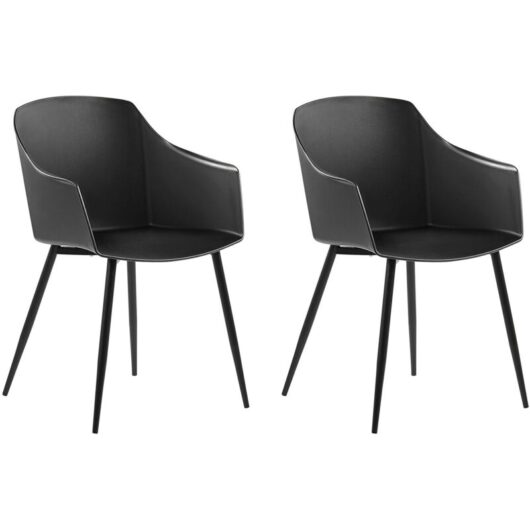 Beliani - Set of 2 Dining Chairs Synthetic Material Black Legs Black Fonda