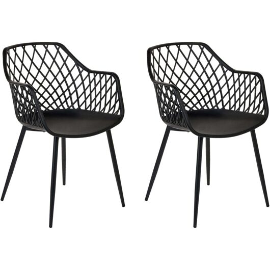 Beliani - Set of 2 Dining Chairs Synthetic Seat Metal Legs Black Nashua ii