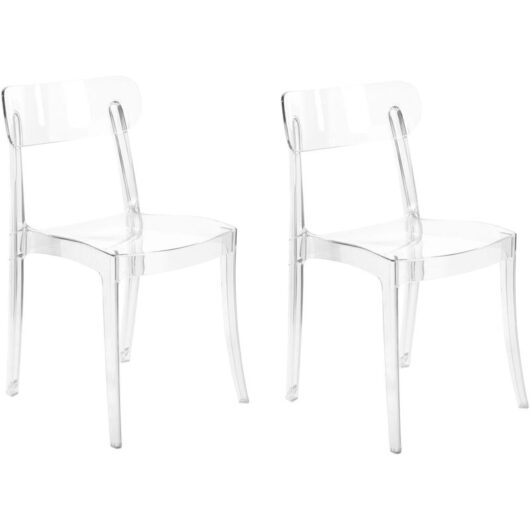 Beliani - Set of 2 Dining Chairs Transparent Synthetic Backrest Armless Glossy Covington
