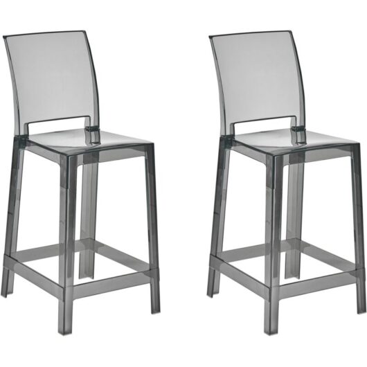 Beliani - Set of 2 Modern Bar Stools Transparent Black Plastic Kitchen Chairs Wellington