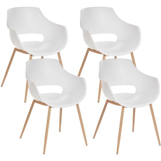 Beliani - Set of 4 Dining Chairs Modern Minimalistic Plastic Seat White Millers