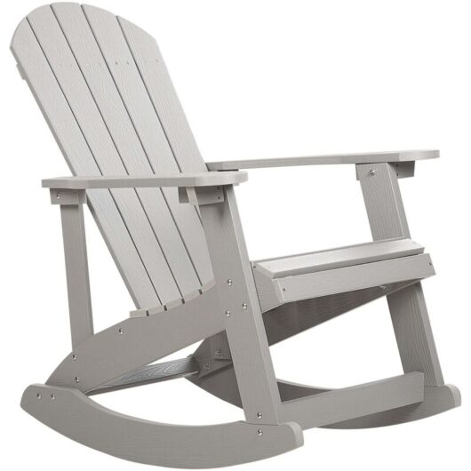 Beliani - Traditional Garden Lounge Rocking Chair Slatted Design Indoor Outdoor Light Grey Adirondack